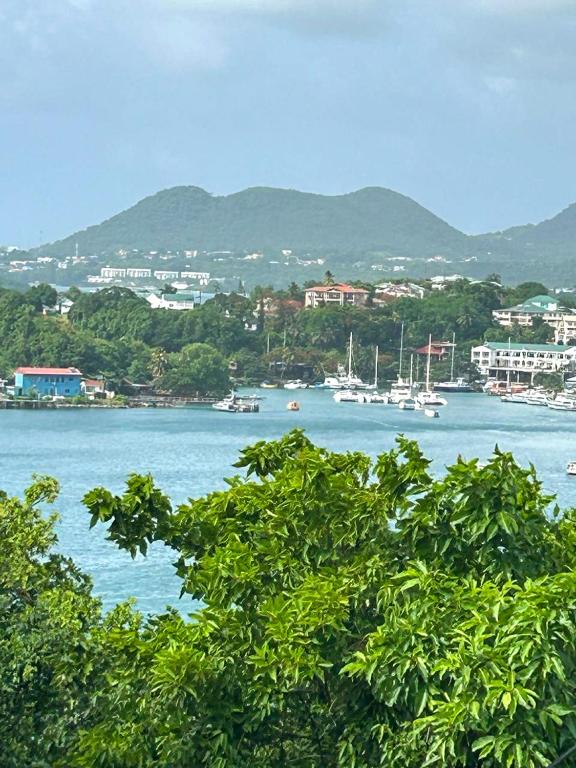 a view of a harbor with boats in the water at Harbor View Estates in Castries