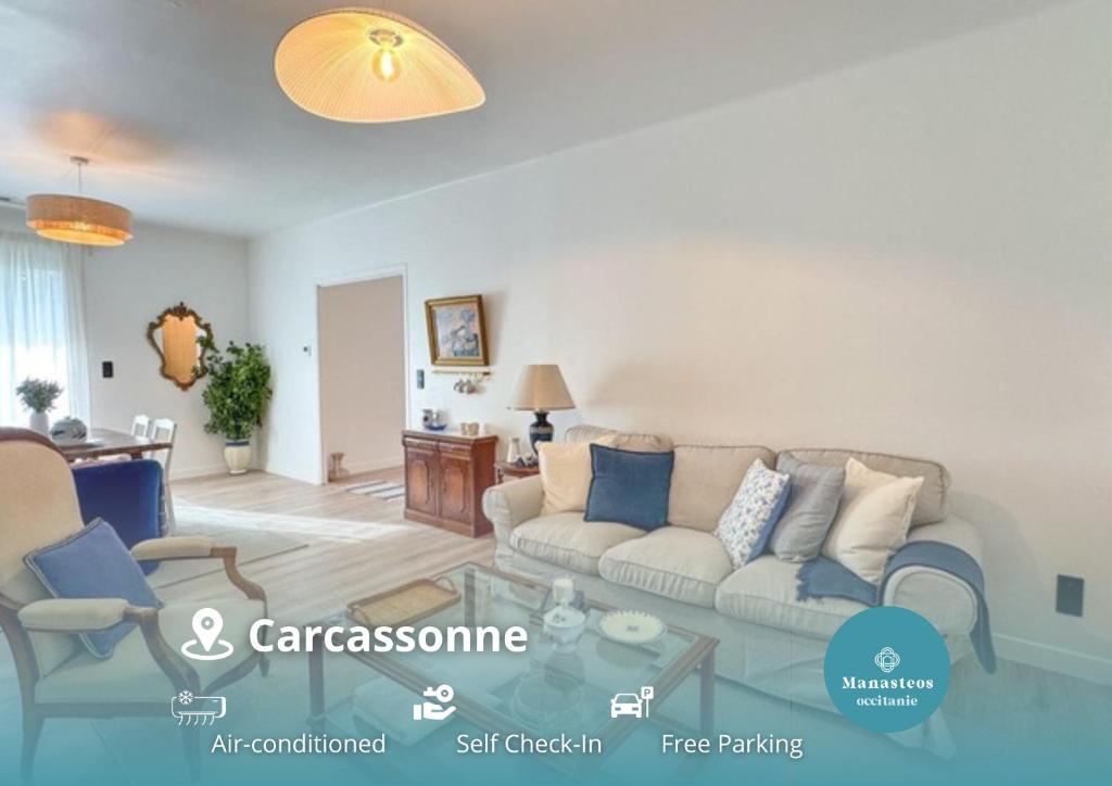 Posezení v ubytování Maison Climatisée 5min Cité Terrasse et Parking AK