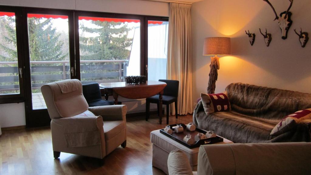 Apartment Humagne - Crans-Montana Center - 一居室公寓，露台和山景