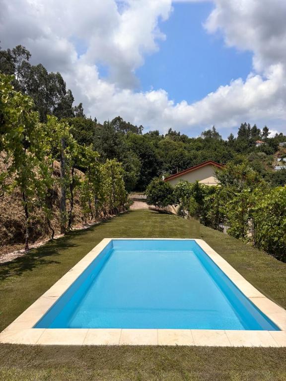 a swimming pool in the yard of a house at Vila Felicia in Cabeceiras de Basto