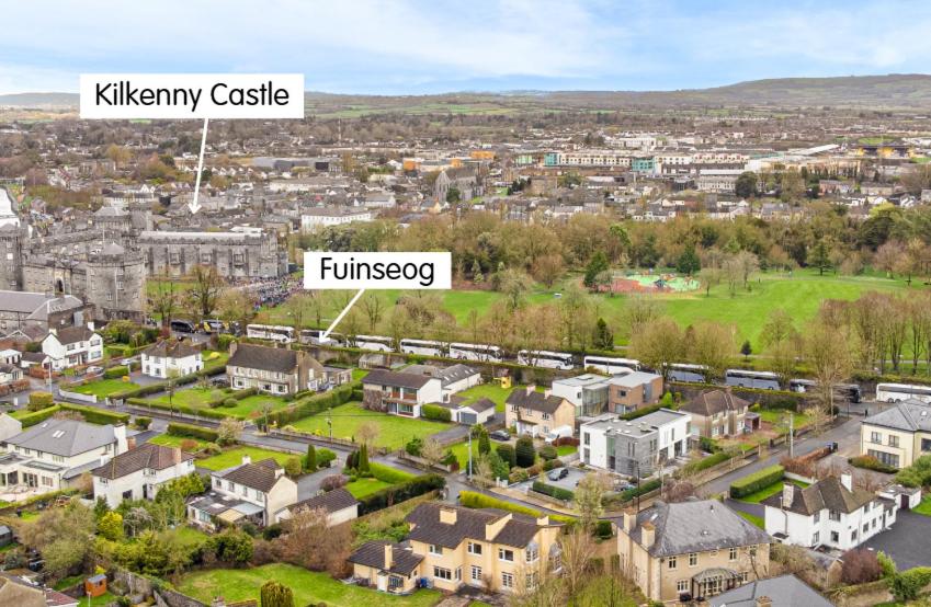 an aerial view of a town with houses at The Garden Room in Kilkenny