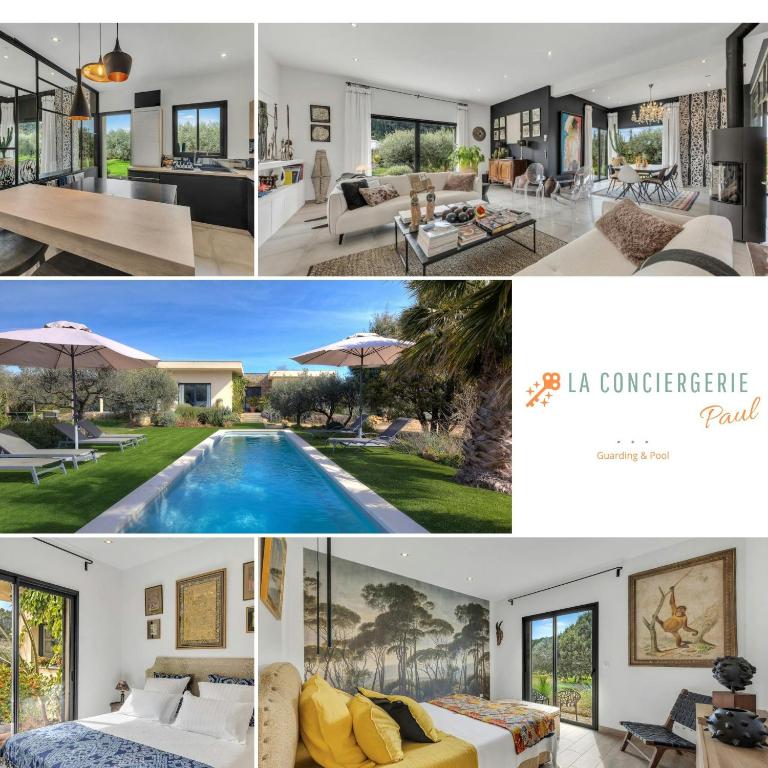 un collage de photos d'une maison dans l'établissement Villa Salamba le charme avec piscine, à Draguignan