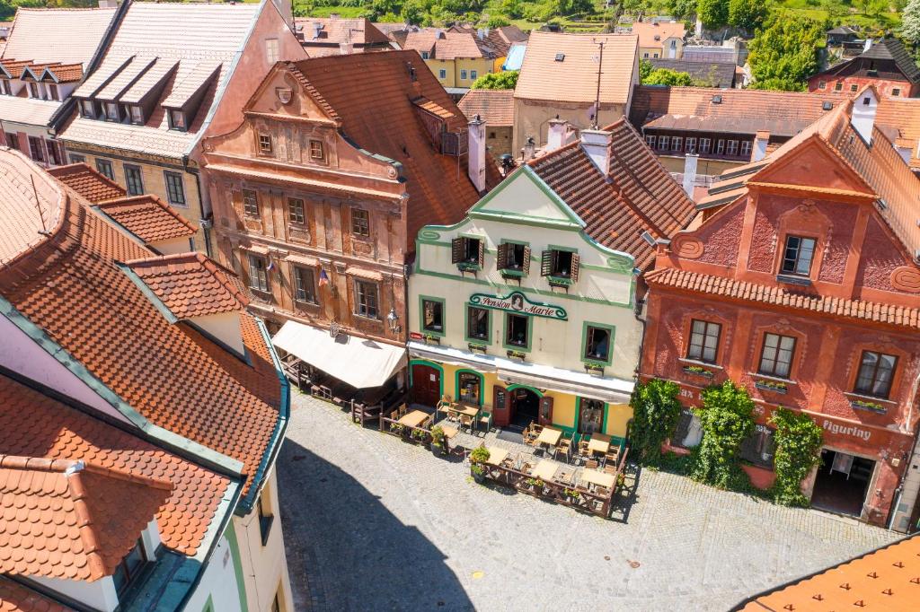 an aerial view of a town with buildings at Pension Marie in Český Krumlov