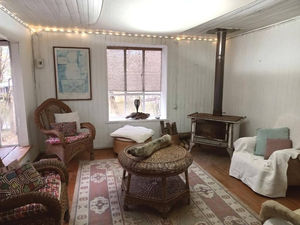 Χώρος καθιστικού στο Huilo-Huilo Cabaña Huilin