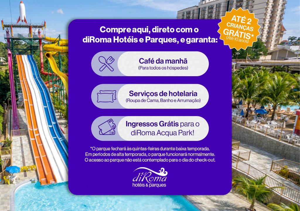 A piscina localizada em diRoma Piazza direto com o Grupo diRoma com acesso ao Acqua Park e Café da manhã ou nos arredores