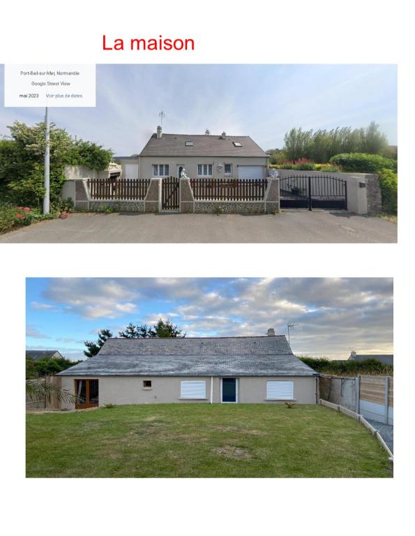 two pictures of a house and a house at La maison du pêcheur ! in Port-Bail-sur-Mer