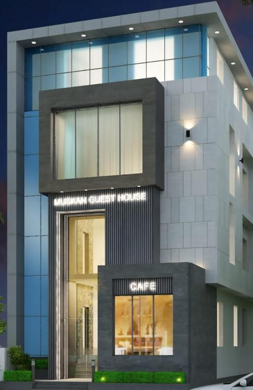 a rendering of a building with a large window at Hotel Muskan in Mathura