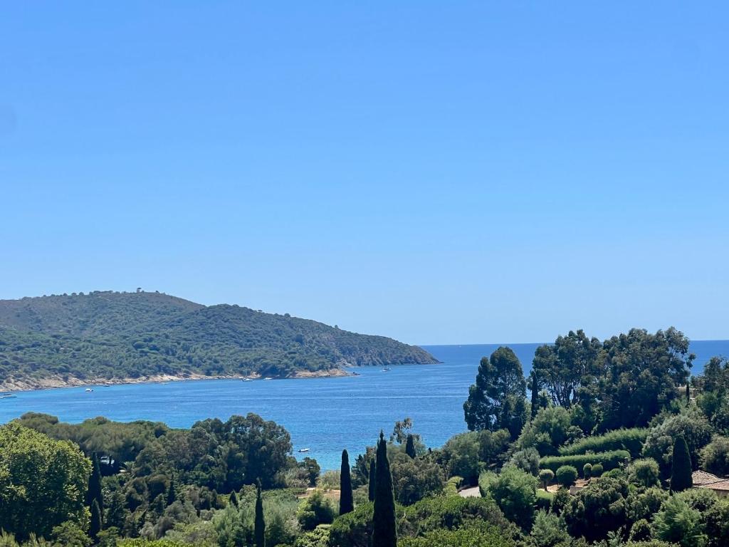 - une vue sur une étendue d'eau arborée dans l'établissement La terrasse sur la Mer, appart Gigaro 4 à 6 pers, piscine et plage à pied, à La Croix-Valmer