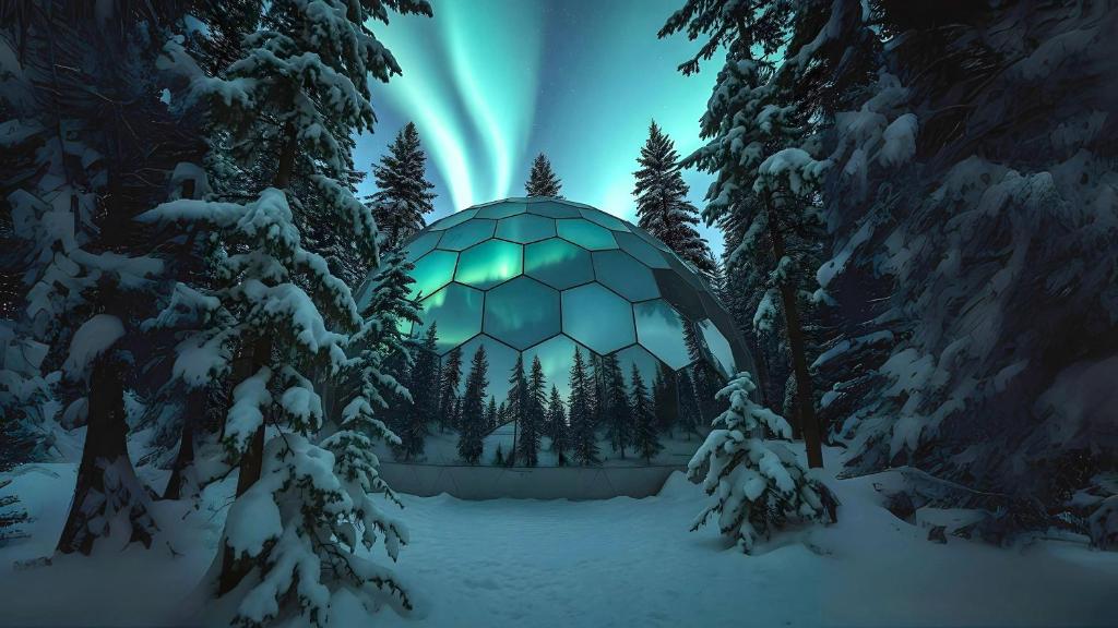 SKOG Aurora igloos semasa musim sejuk