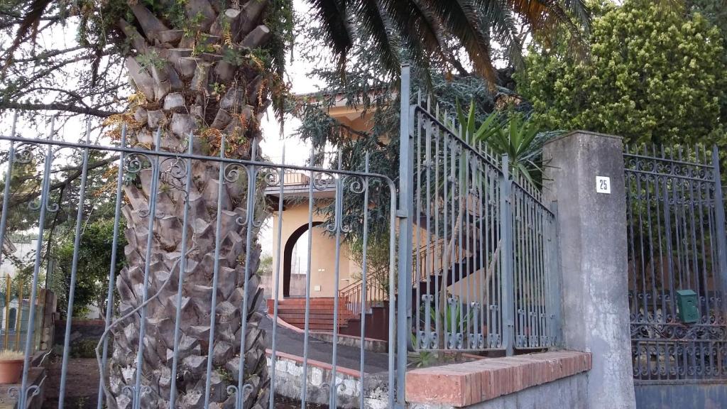 ペダーラにあるFata dell'Etnaの椰子の木のある家の前門