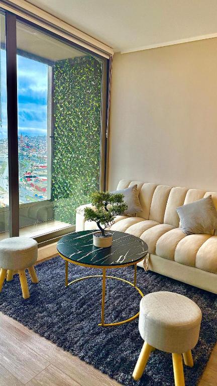 Posezení v ubytování Departamento Piso 19 Vista Panorámica Bahía y Coquimbo