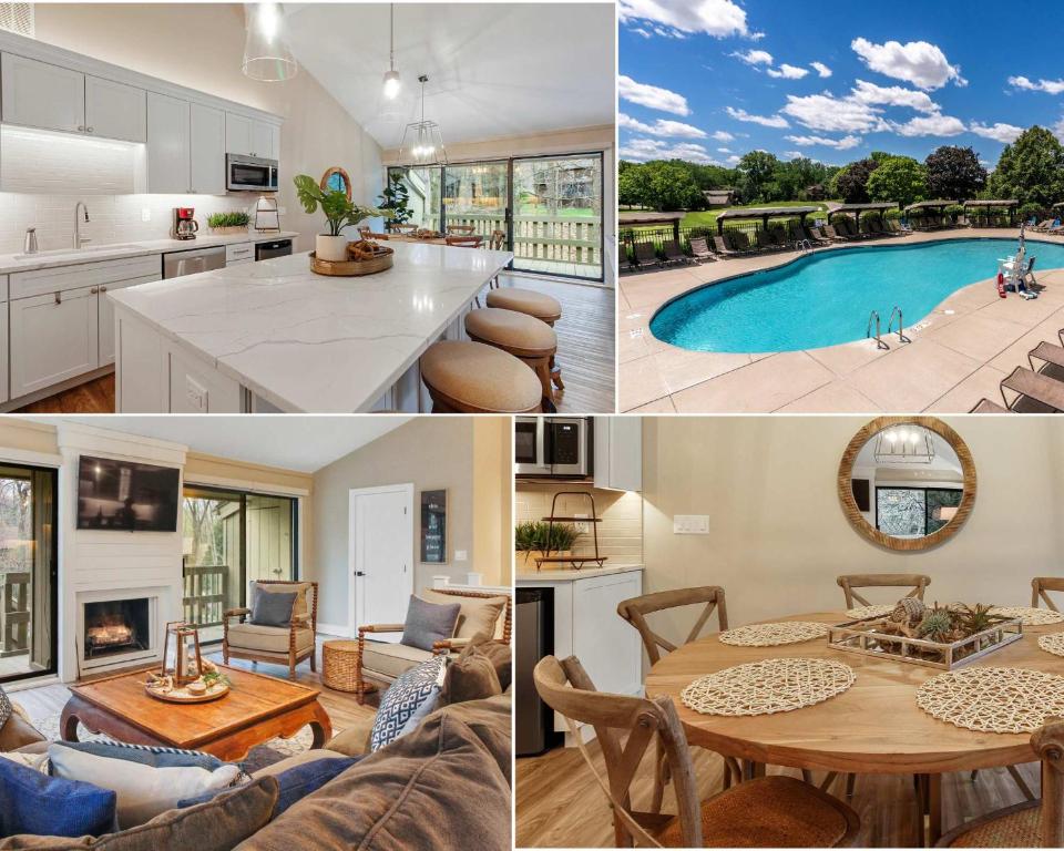 a collage of pictures of a kitchen and a living room at Abbey Springs - Private Community & Amenities in Lake Geneva