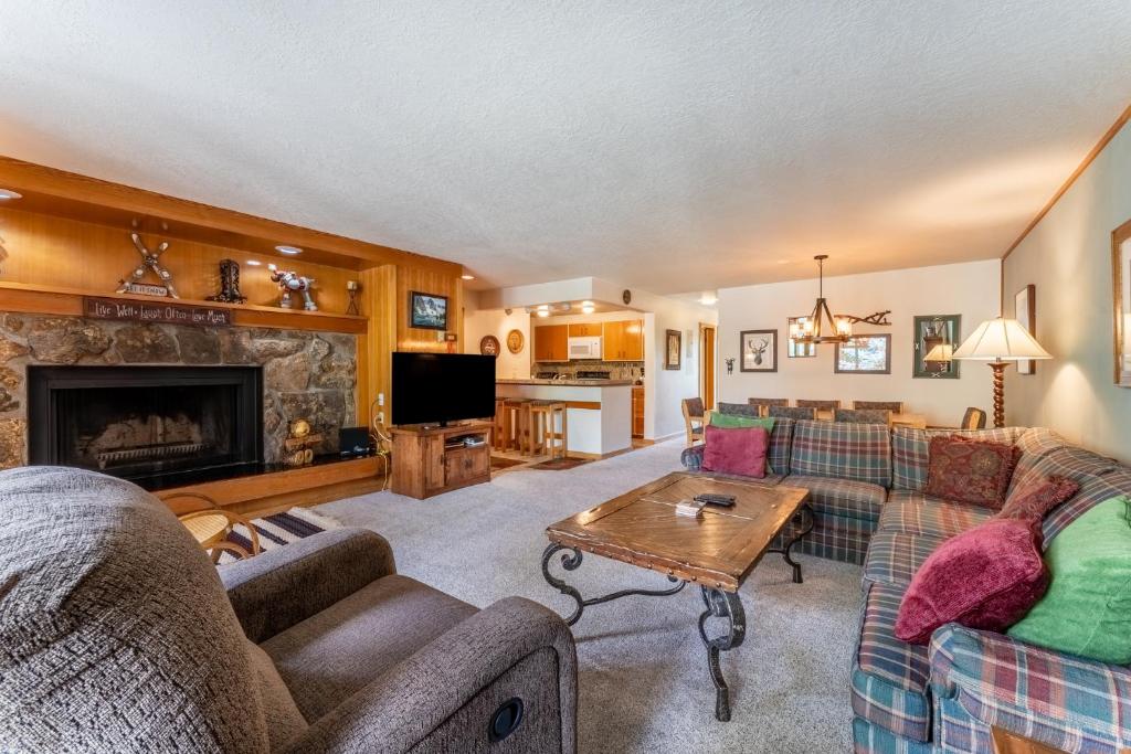 A seating area at Lodgepole by Summit County Mountain Retreats