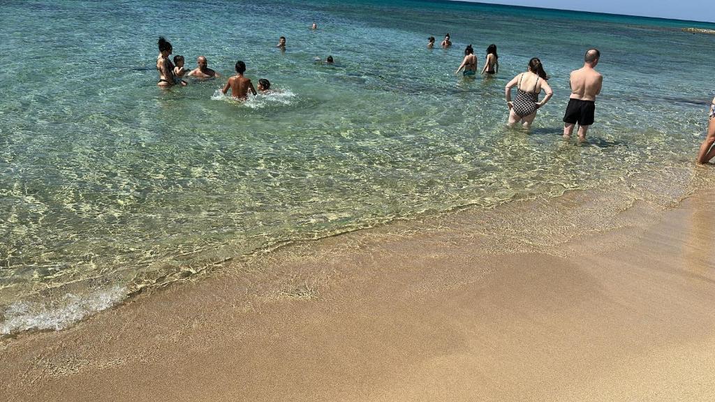 a group of people in the water at the beach at BRUNETTI HOLIDAY due in Torre Ovo