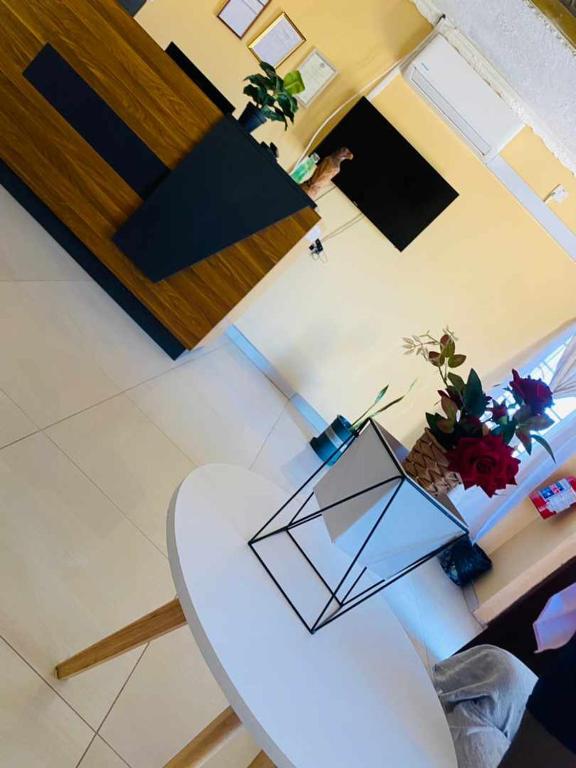 a view of a living room with a table with plants at Kalahari in Sekoma
