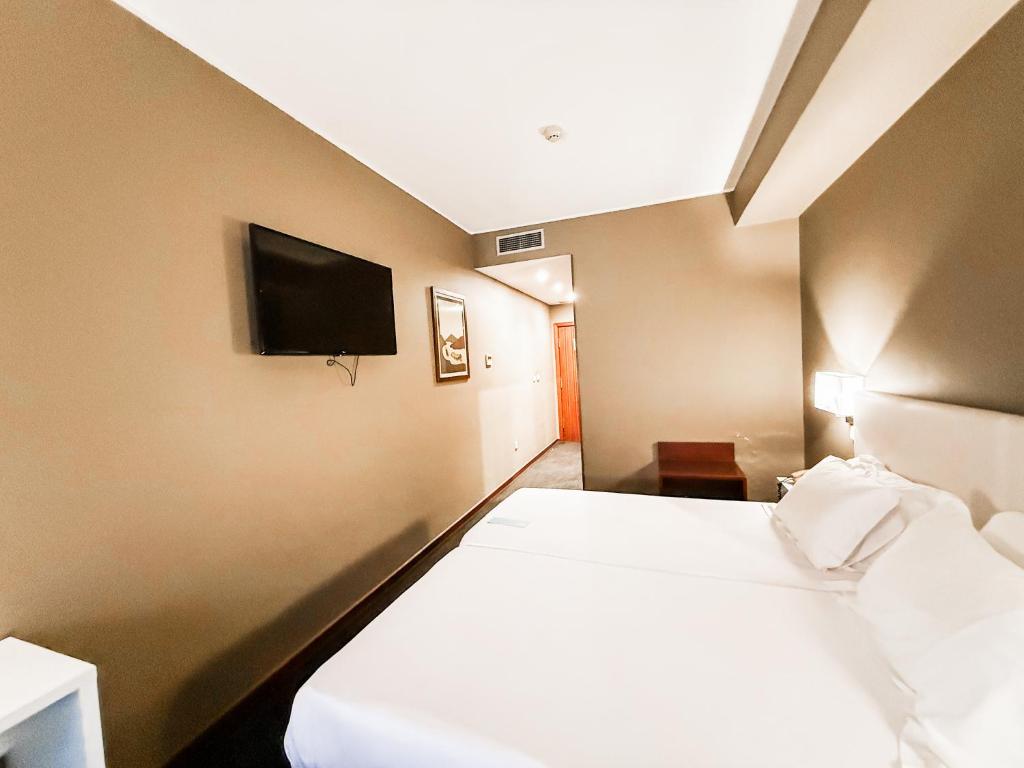 una habitación de hotel con cama y televisor de pantalla plana en Stay Hotel Porto Centro Antas, en Oporto