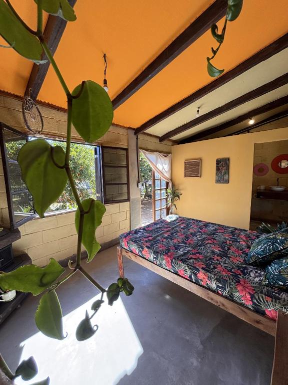 a bedroom with a bed in a room at Eco-Refúgio Cantareira in Mairiporã