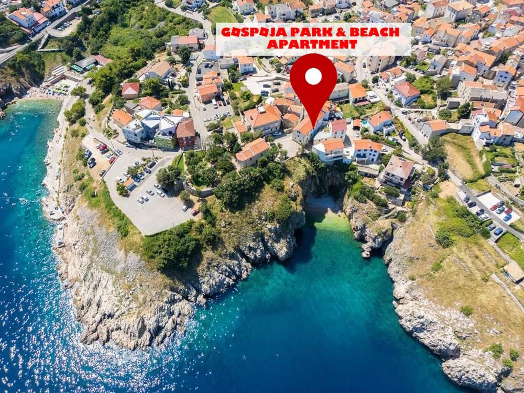 eine Karte von Cassis Spatial Park und Beach Apartment in der Unterkunft Gospoja Park & Beach Apartment Vrbnik in Vrbnik