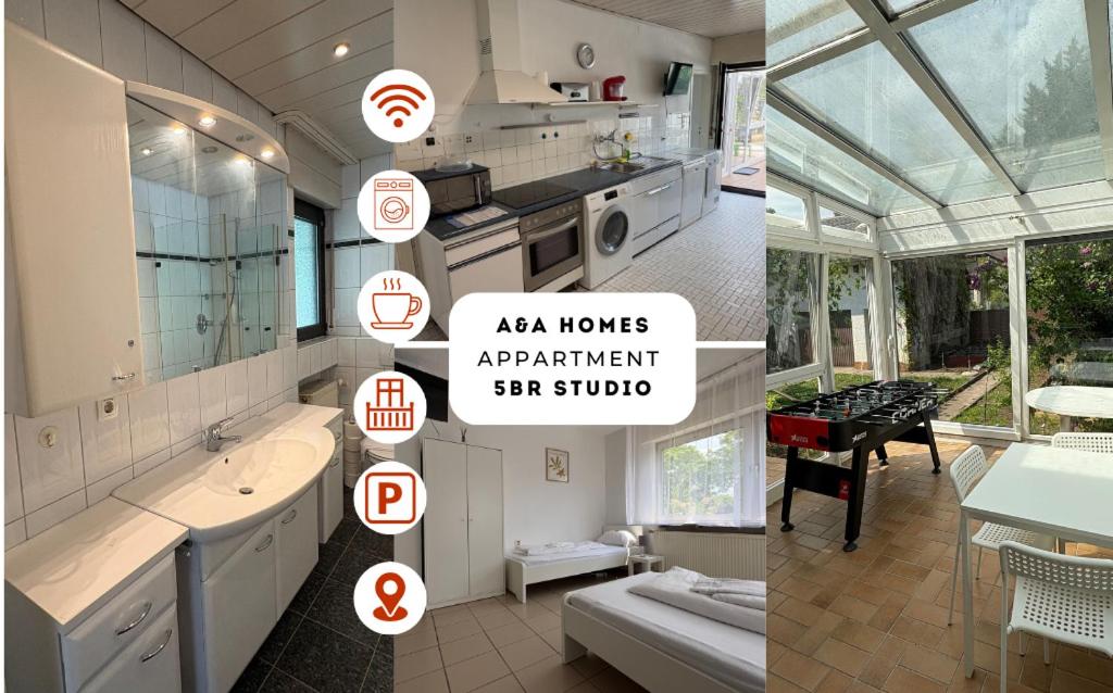 Nhà bếp/bếp nhỏ tại Gruppenapartment mit Wintergarten