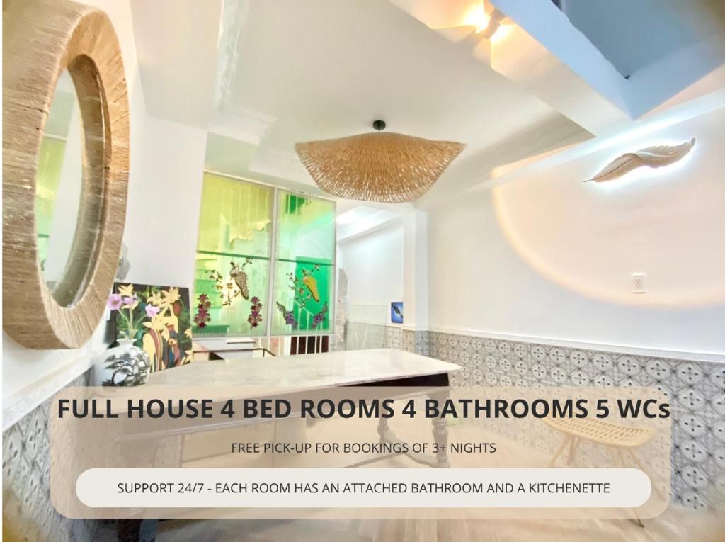 a poster for a bed rooms bathrooms in a building at Cherry Blossom Boutique Hotel Entire House Bui Vien in Ho Chi Minh City