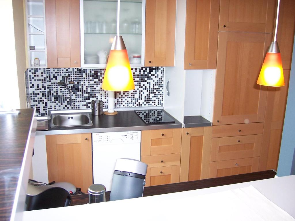 Kuchyň nebo kuchyňský kout v ubytování DARZ GästeZimmer