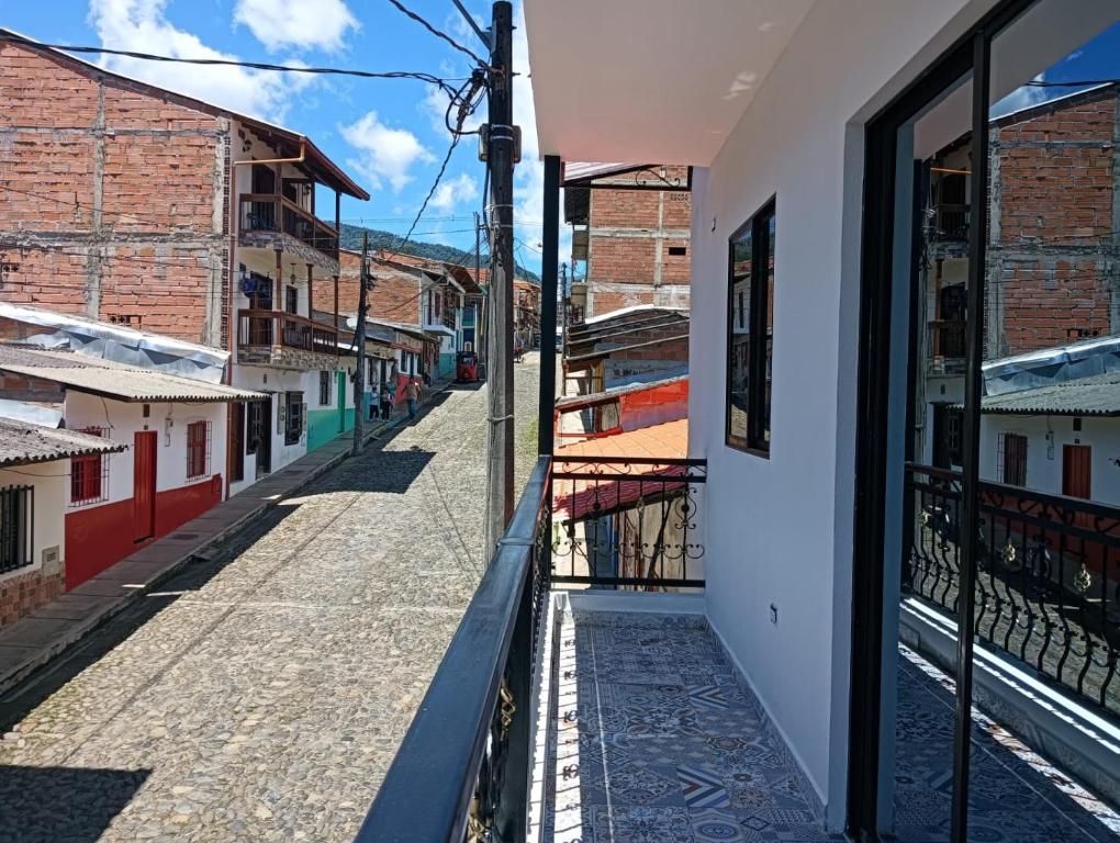 a view of a street from a balcony of a building at Apartamento en jardin in Jardin
