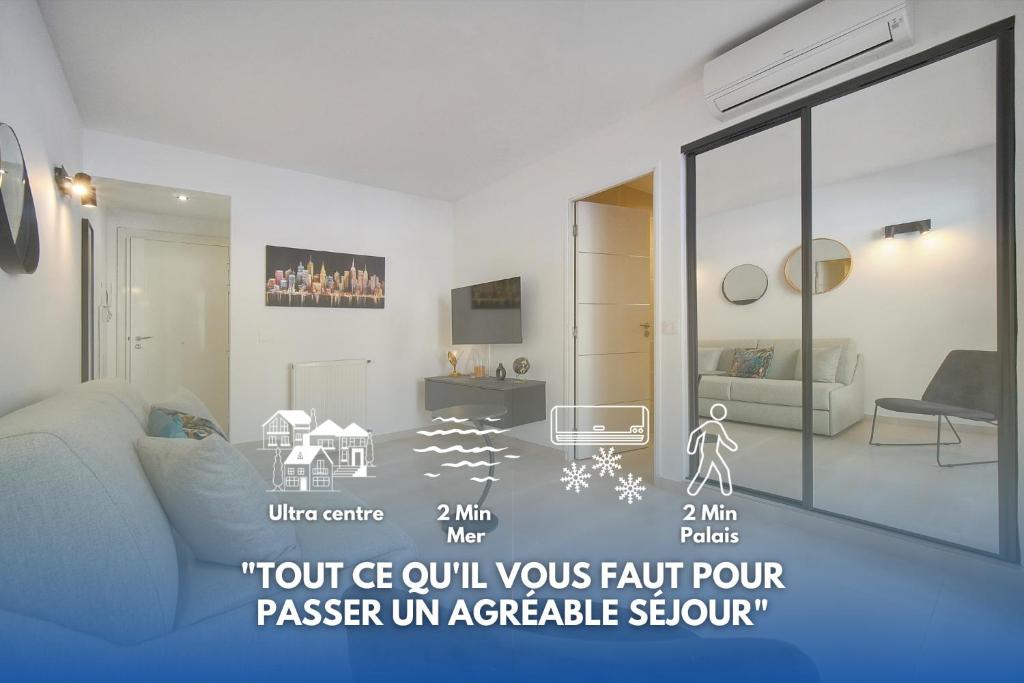 une pièce avec une visualisation d'une pièce avec une pièce dans l'établissement Palace - Ultra center - 2 min sea - VCA, à Cannes