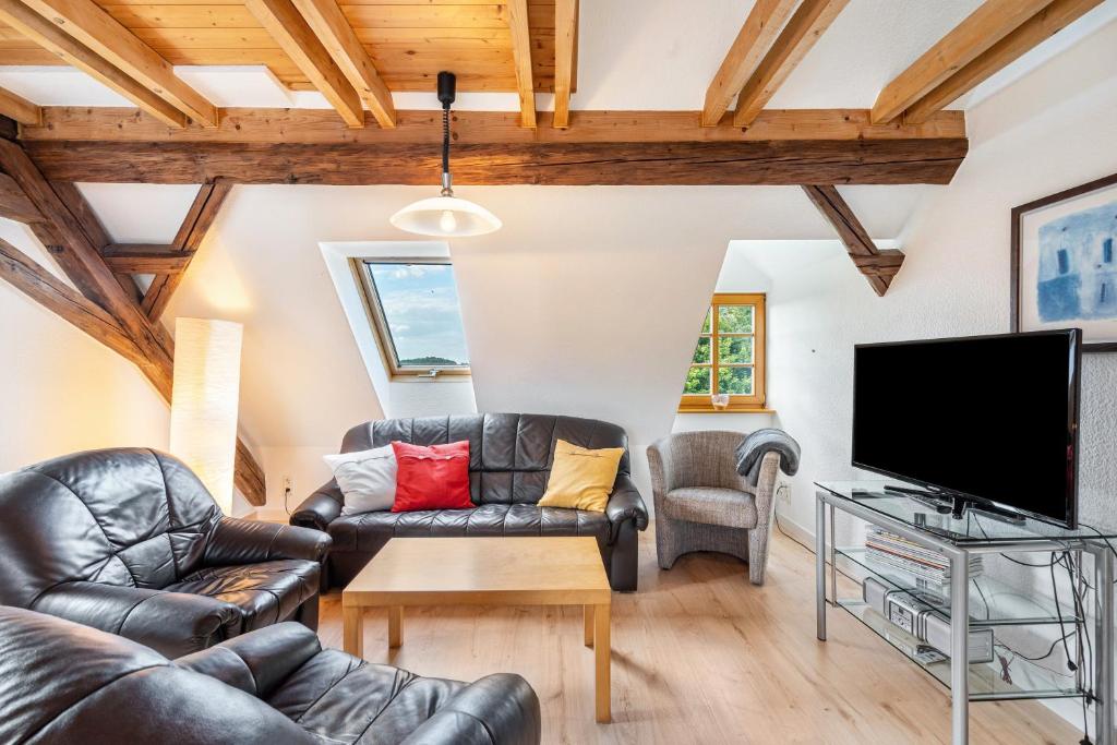 TV a/nebo společenská místnost v ubytování Gutshof Lesch - Ferienwohnung 1