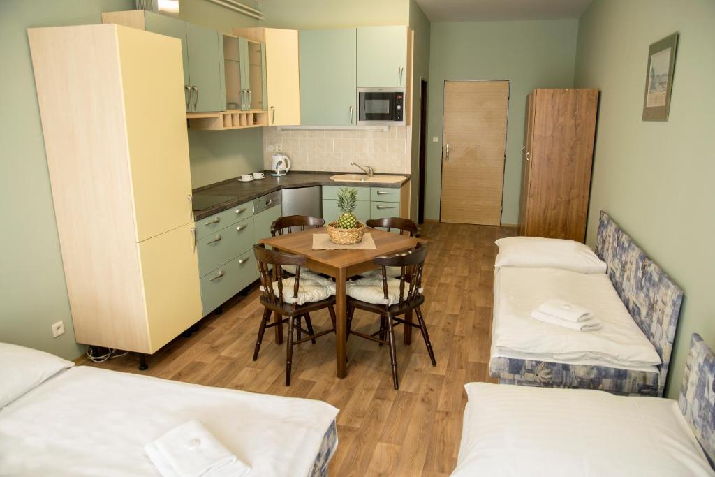 Postel nebo postele na pokoji v ubytování Studia a apartmány U Karla