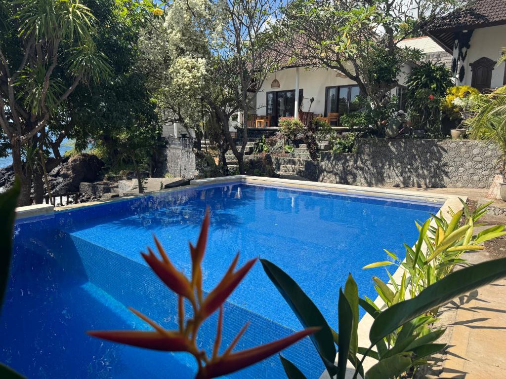 una piscina blu davanti a una casa di TulamBuBu Dive Resort a Data