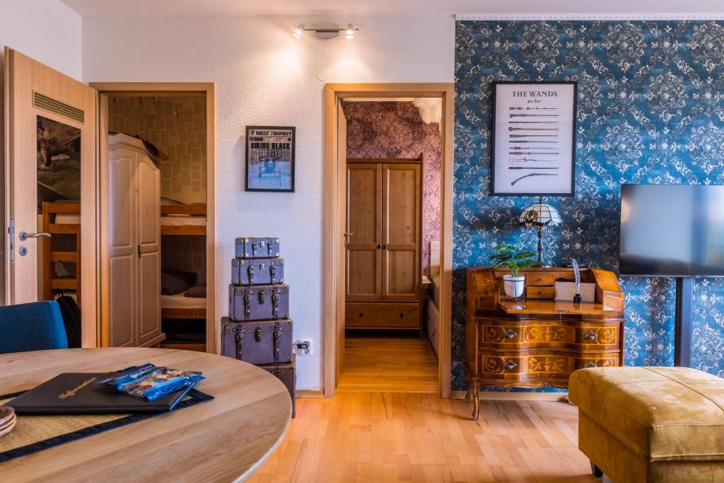 Posezení v ubytování Muggel willkommen - Harz-Auszeit im Zauberquartier