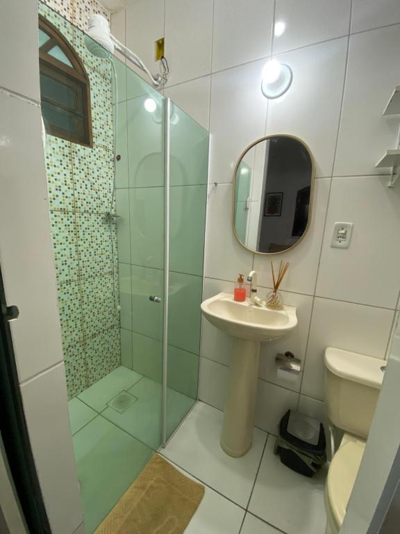 Koupelna v ubytování Hostel dos Gring0s