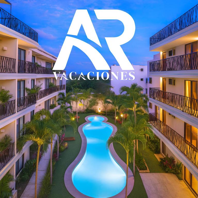 a rendering of an apartment building with a large blue vase at Aldea Zama - Lujo Natural en el Corazón de Tulum in Tulum