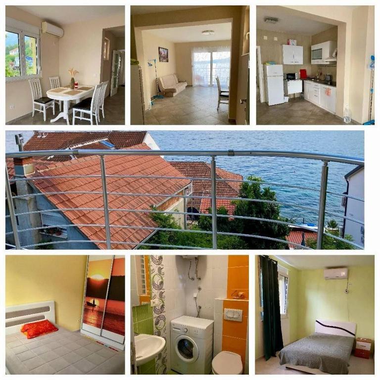 a collage of four pictures of a house at Апарты в Биеле 80 м от моря in Bijela