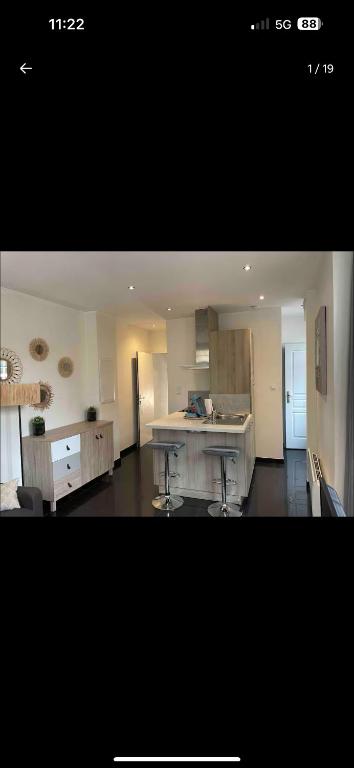 Cette chambre dispose d'une cuisine avec un comptoir. dans l'établissement Studio Metz centre, à Metz