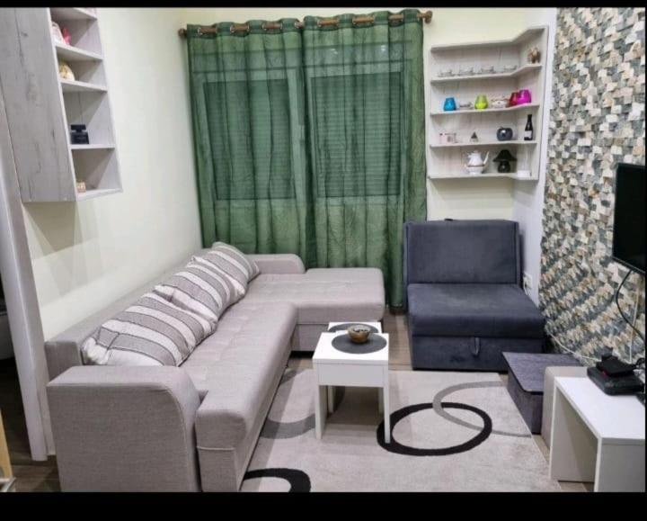 ブドヴァにあるApartman Dukiのソファと椅子のあるリビングルーム