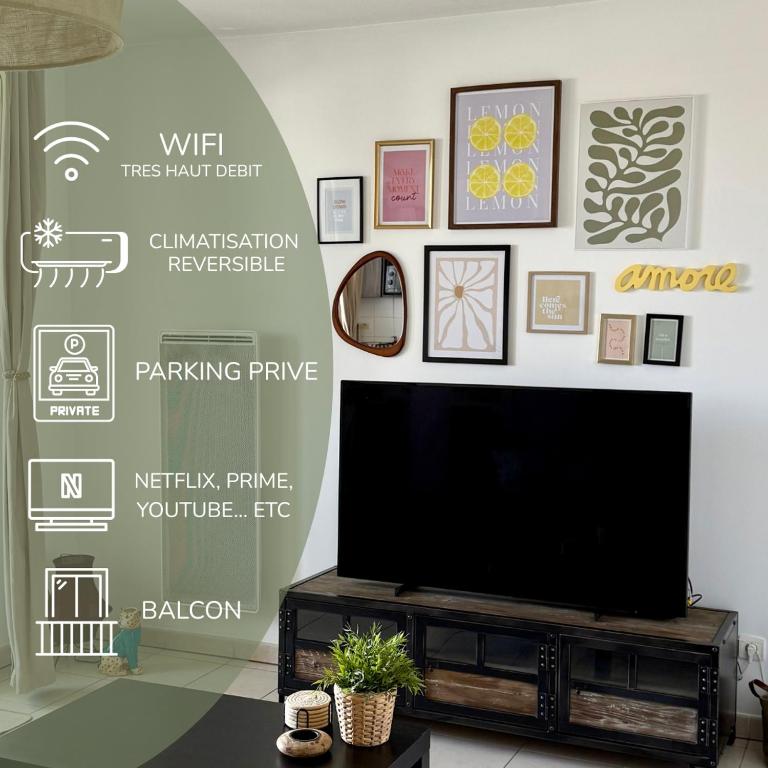 Μια τηλεόραση ή/και κέντρο ψυχαγωγίας στο Appartement cosy - rénové et lumineux -