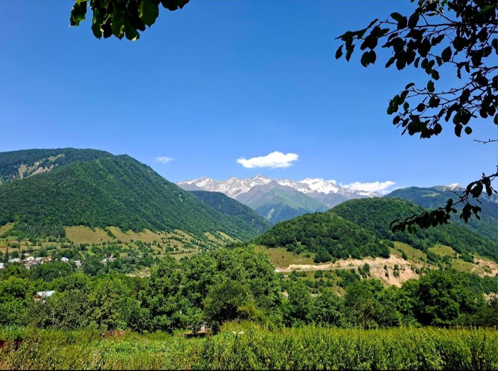 a view of a valley with mountains and trees at Datucha's guesthouse in Ghebi