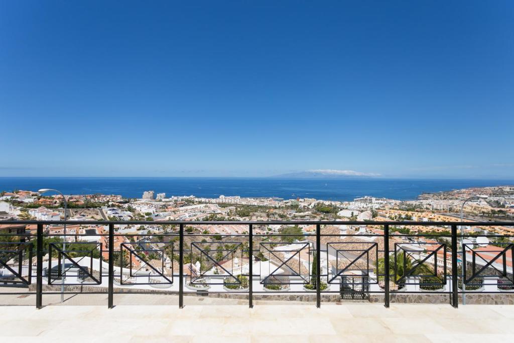 a view of the city from the balcony at Villa La Tagora with Private Pool in Adeje