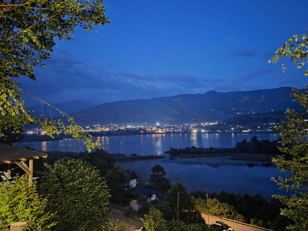 a view of a lake at night at Visitor Place in Plav
