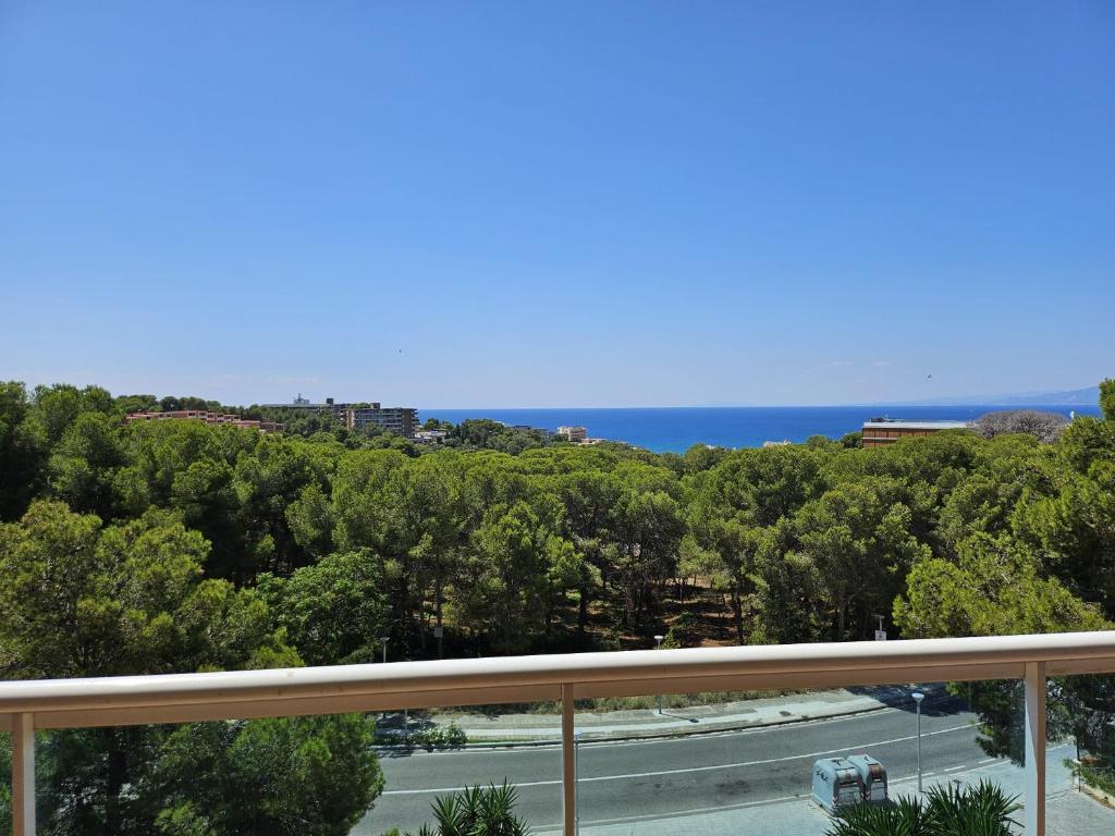 a view of the ocean from a balcony at Ático con vistas al mar in Salou