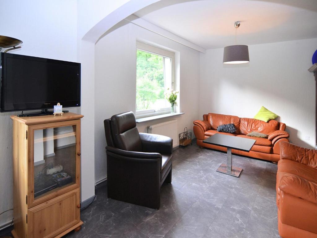 Televisyen dan/atau pusat hiburan di Spacious group house in the Harz region
