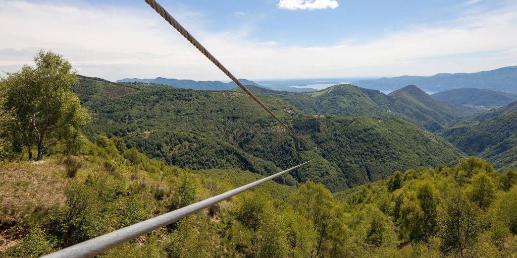 a view from a gondola ride in the mountains at Albergo Ristorante Canetta in Premeno