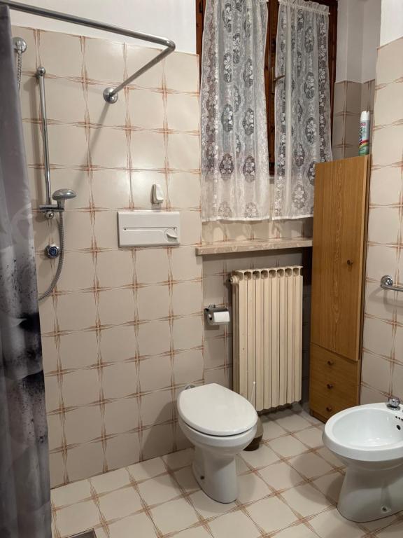 a bathroom with a toilet and a sink at Del Casel Apartment in San Zeno di Montagna