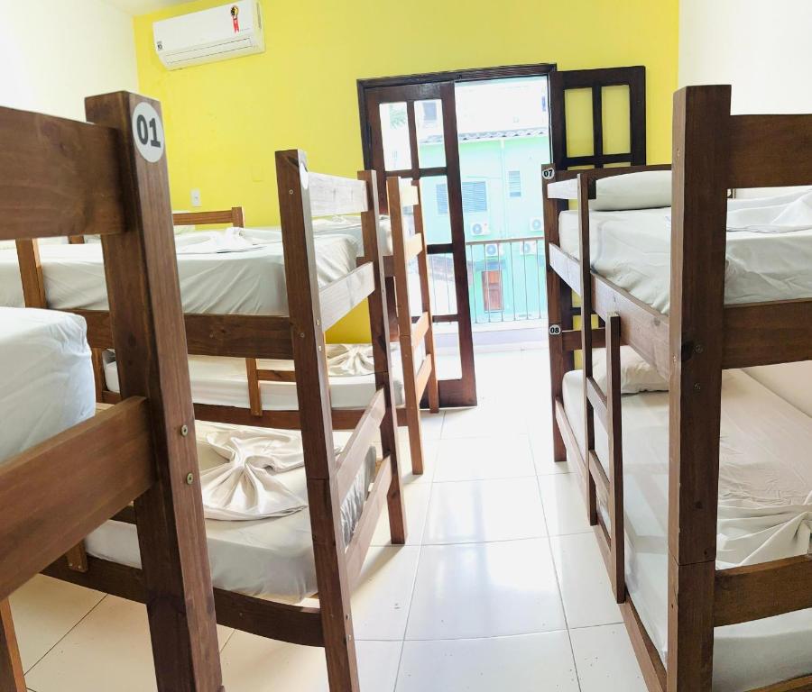 a group of bunk beds in a room at Hostel Estação Maracanã in Rio de Janeiro