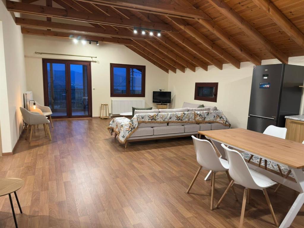 TV a/nebo společenská místnost v ubytování luxury lake view house kastoria