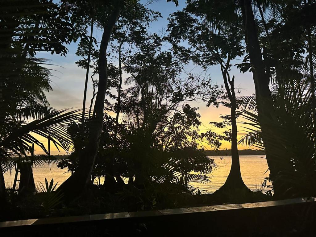 una vista de un cuerpo de agua con árboles en Espaço Shekinah, en Engenho Araci