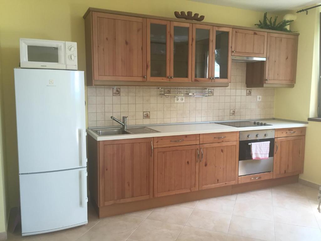 Kuchyň nebo kuchyňský kout v ubytování Lakeview Apartment