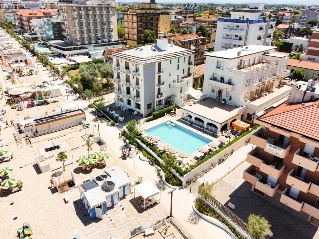 an aerial view of a city with a pool at Hotel Villa Sole Resort in Bellaria-Igea Marina