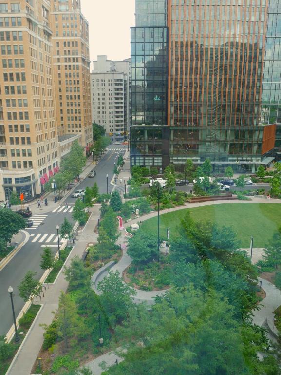 a view of a street in a city with tall buildings at Pentagon Luxe Apartments Arlington - Near DC in Arlington